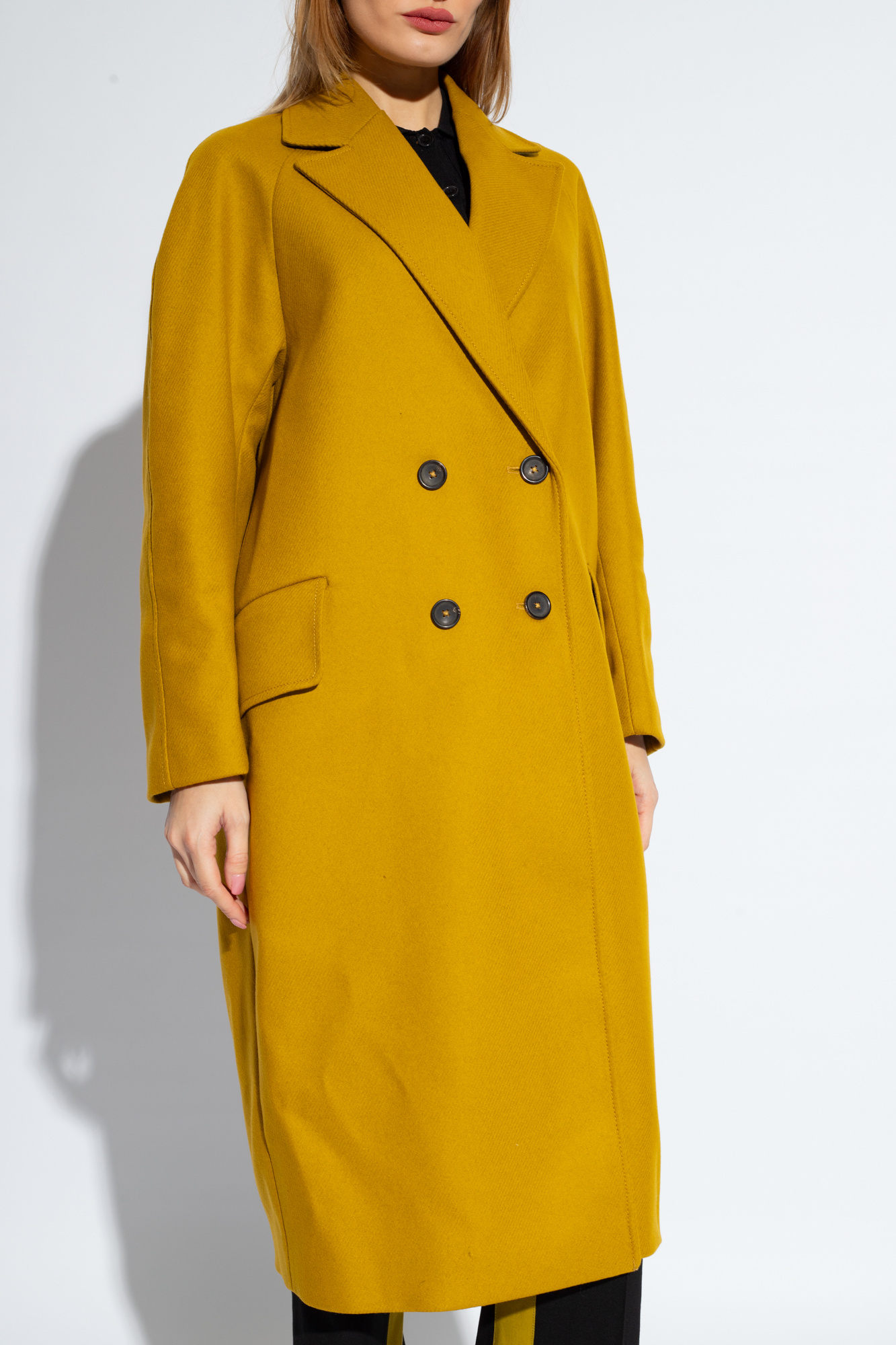 Mustard double hotsell breasted coat